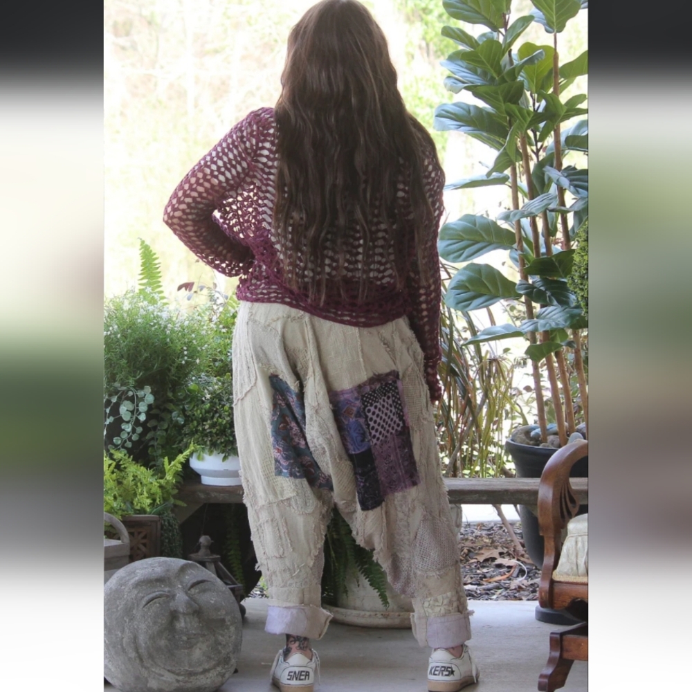 ✨PRICE DROP✨💎NEW Jaded Gypsy Sunset Muse Pants, Patchwork Drop-Crotch Trousers - Picture 2 of 3